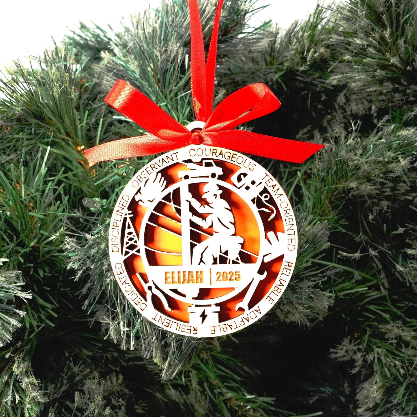 Personalized Line Man Christmas Ornament – Gift for Male Line Man or Lineman, Utility Worker, Power Company Worker Gift - Personalized Holiday Ornament