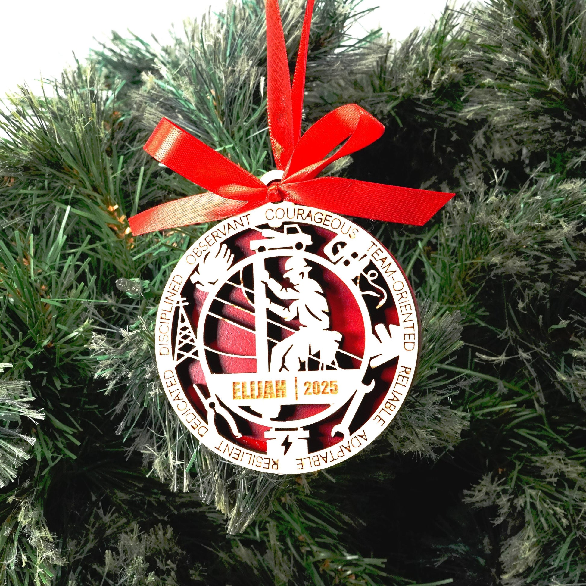 Personalized Line Man Christmas Ornament – Gift for Male Line Man or Lineman, Utility Worker, Power Company Worker Gift - Personalized Holiday Ornament