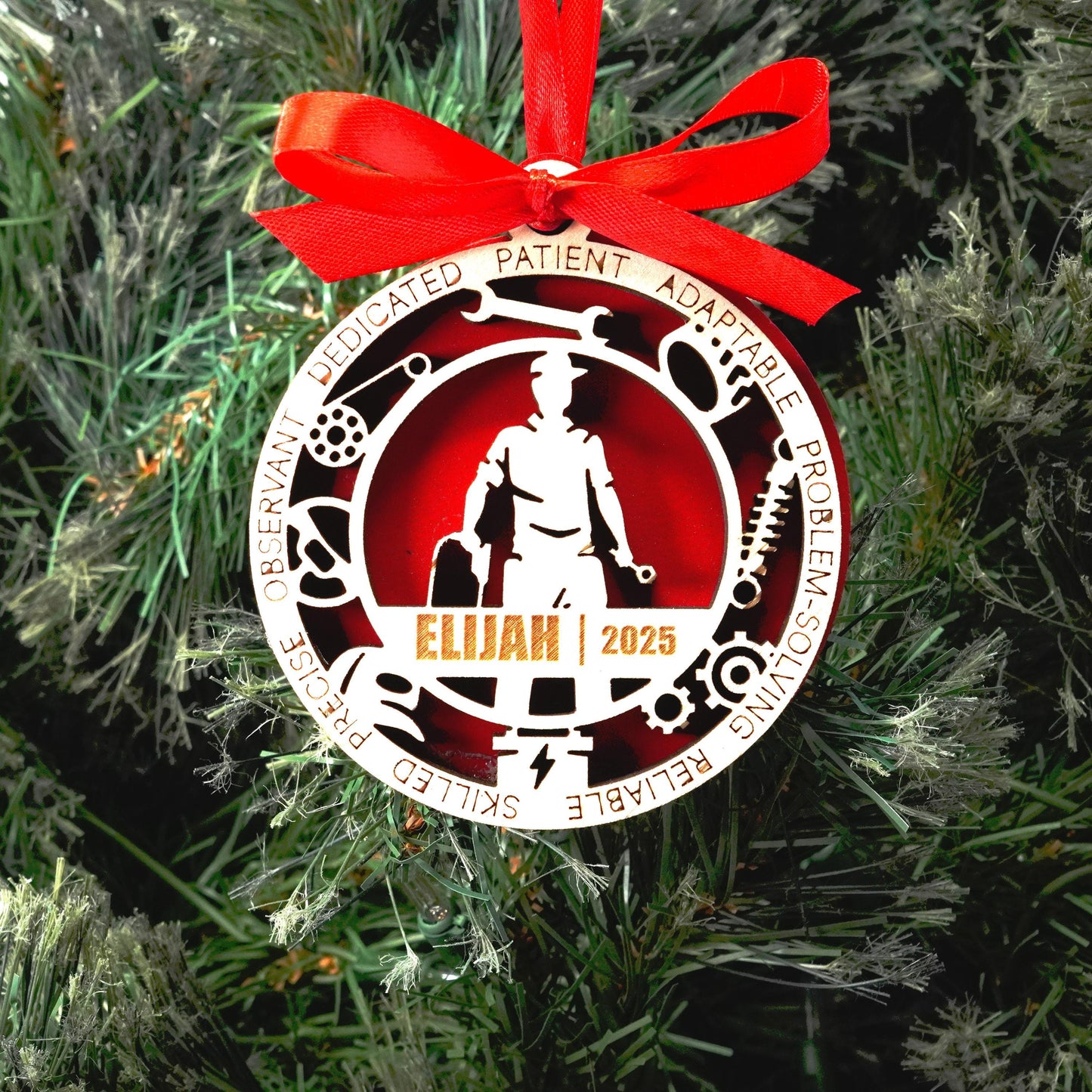 Personalized Mechanic Christmas Ornament – Gift for Male Mechanic or Auto Technician, Car Enthusiast - Personalized Holiday Ornament