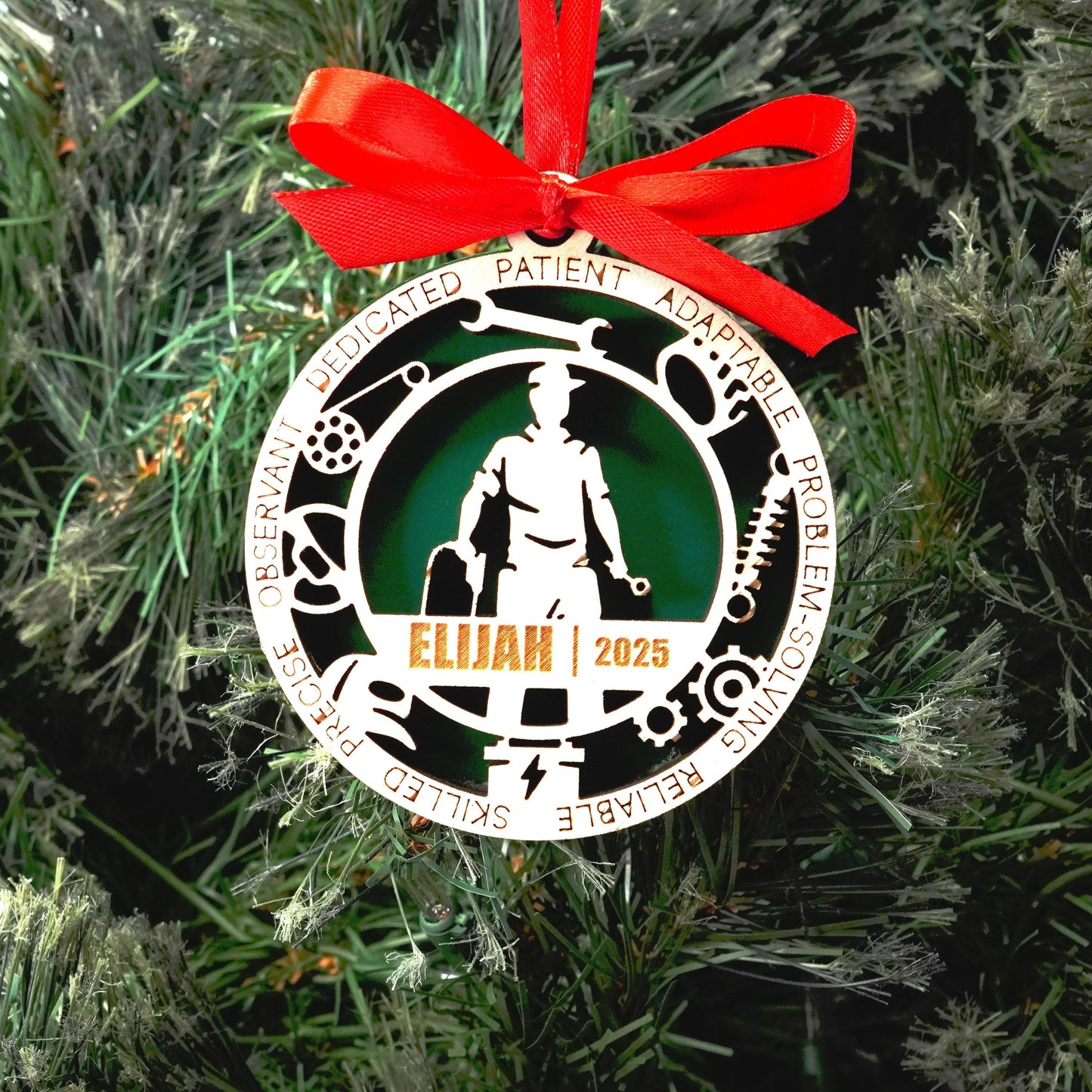 Personalized Mechanic Christmas Ornament – Gift for Male Mechanic or Auto Technician, Car Enthusiast - Personalized Holiday Ornament