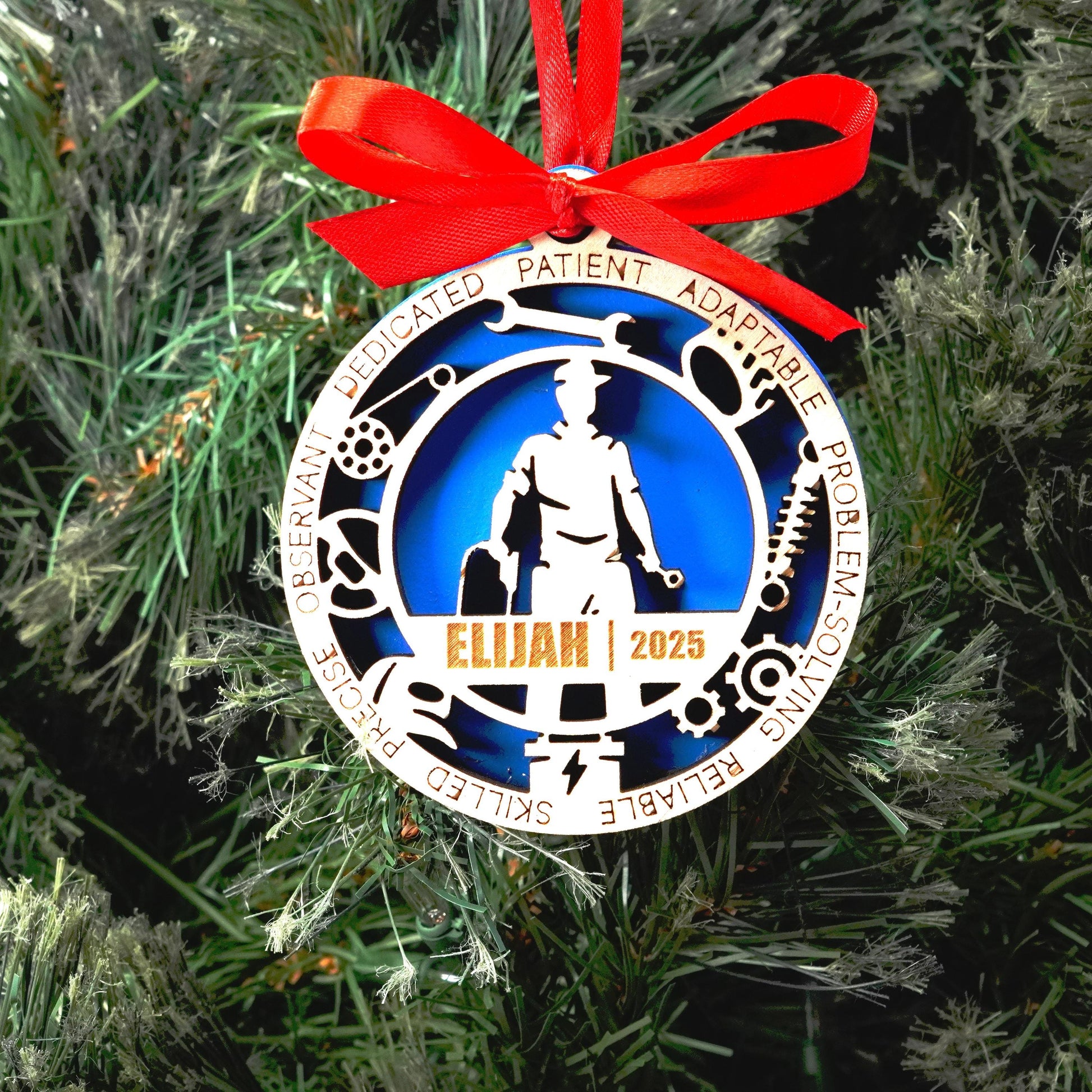 Personalized Mechanic Christmas Ornament – Gift for Male Mechanic or Auto Technician, Car Enthusiast - Personalized Holiday Ornament