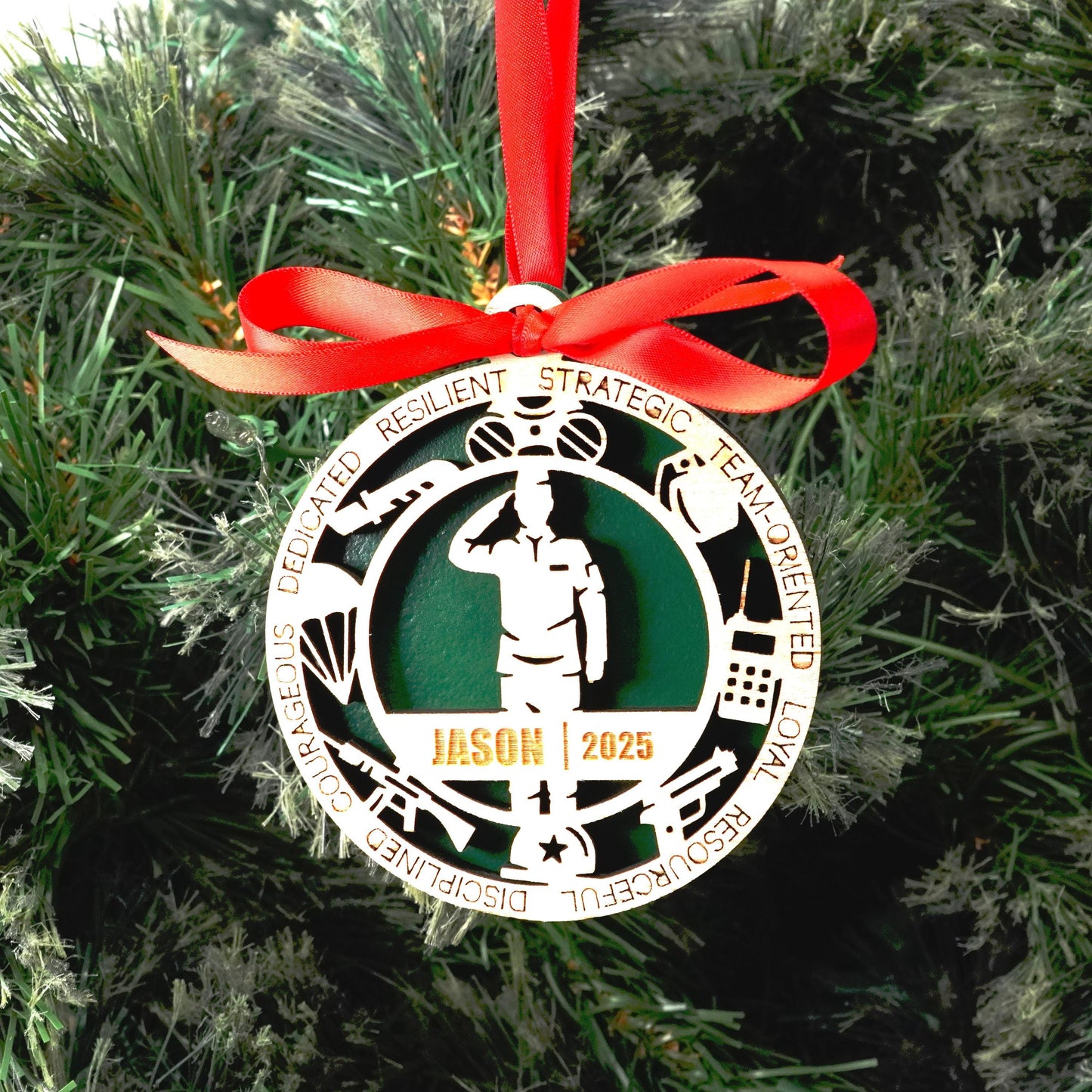 Personalized Military Soldier Christmas Ornament – Gift for Male Military Soldier or Veteran, Service Member - Personalized Holiday Ornament