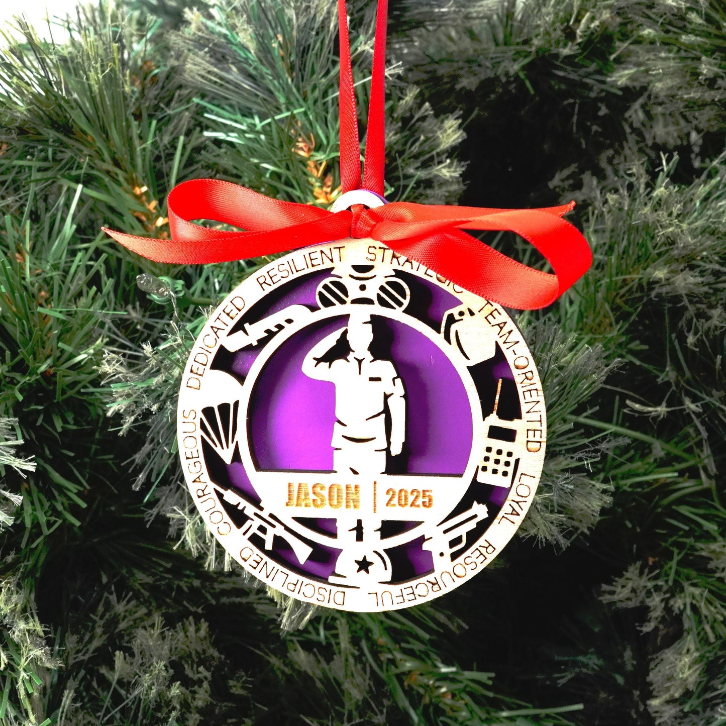 Personalized Military Soldier Christmas Ornament – Gift for Male Military Soldier or Veteran, Service Member - Personalized Holiday Ornament