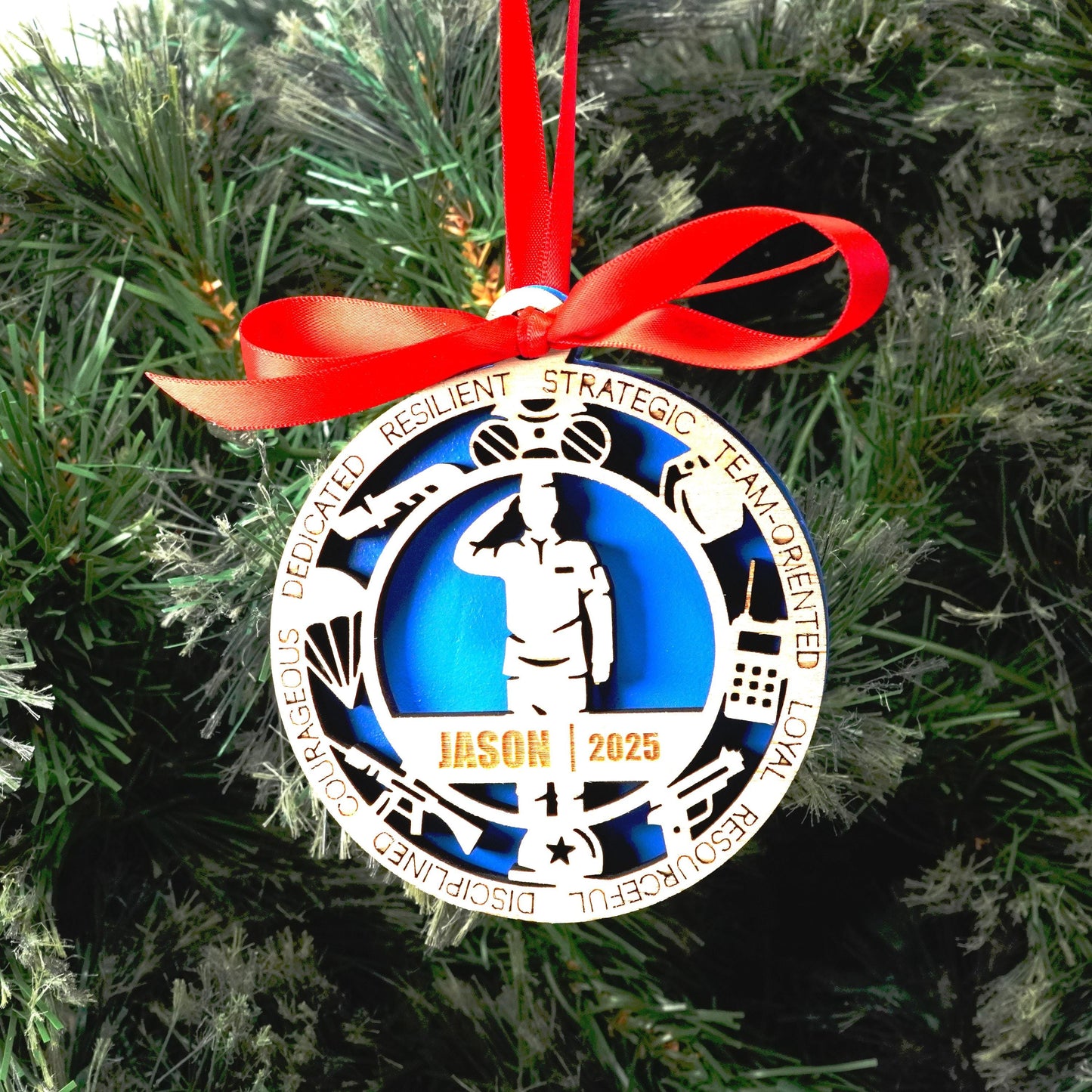 Personalized Military Soldier Christmas Ornament – Gift for Male Military Soldier or Veteran, Service Member - Personalized Holiday Ornament