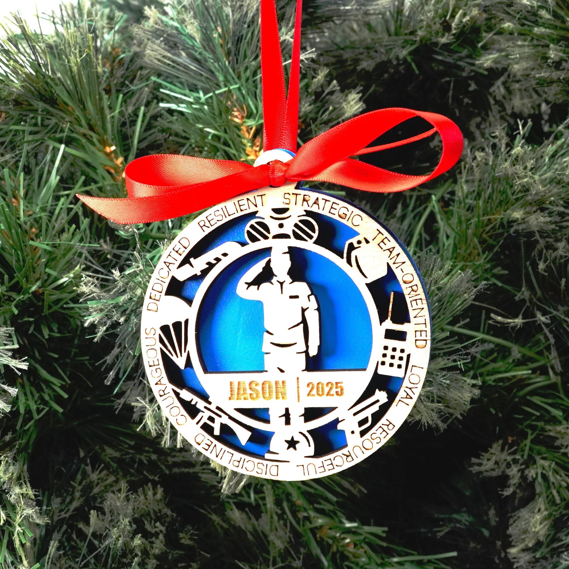 Personalized Military Soldier Christmas Ornament – Gift for Male Military Soldier or Veteran, Service Member - Personalized Holiday Ornament