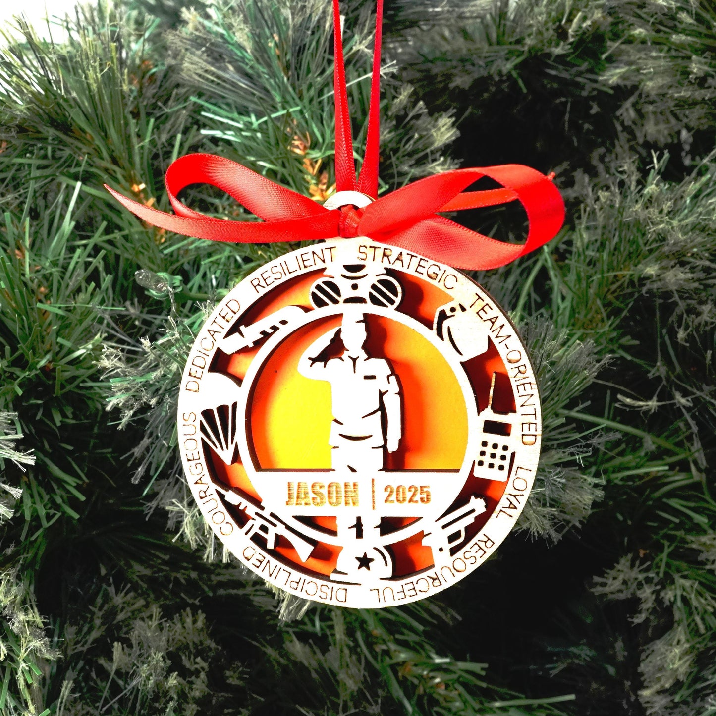 Personalized Military Soldier Christmas Ornament – Gift for Male Military Soldier or Veteran, Service Member - Personalized Holiday Ornament