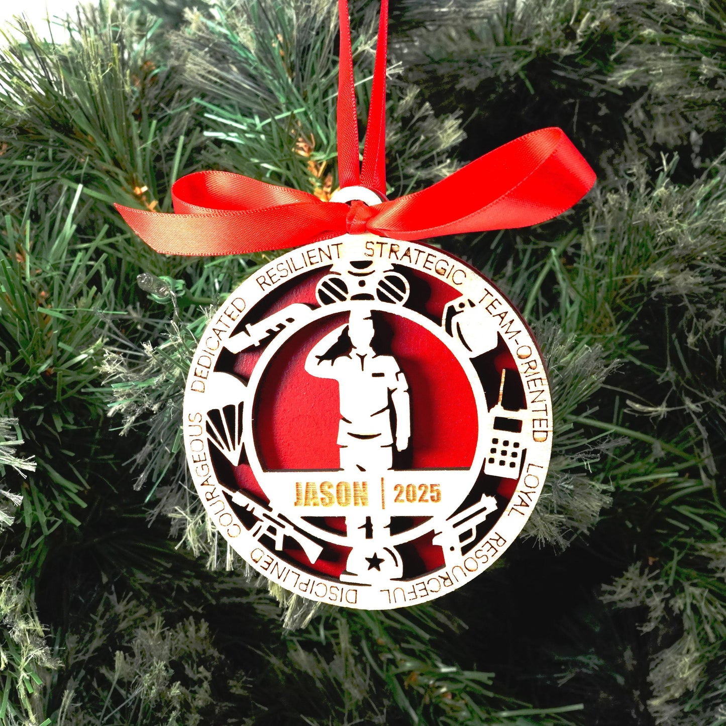 Personalized Military Soldier Christmas Ornament – Gift for Male Military Soldier or Veteran, Service Member - Personalized Holiday Ornament