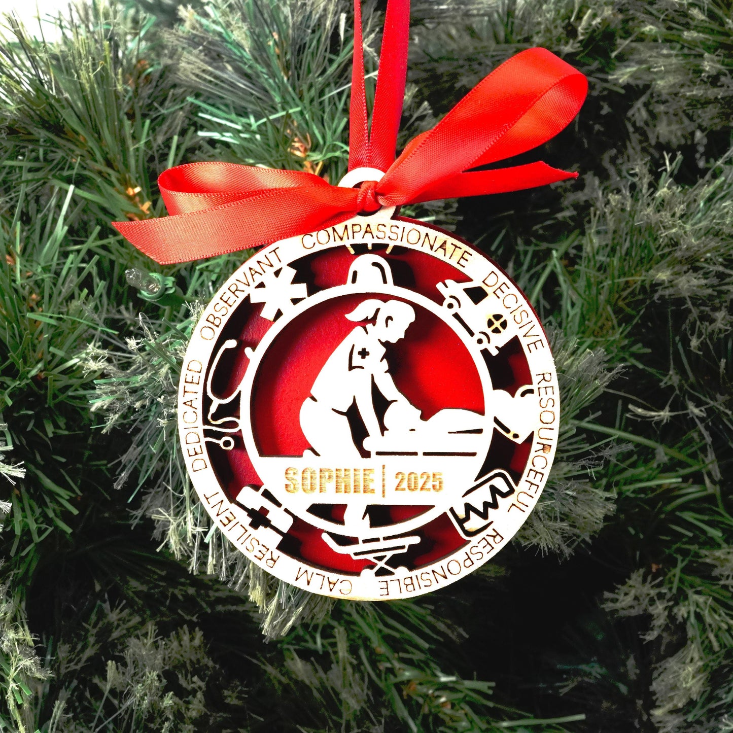 Personalized Paramedic Christmas Ornament – Gift for Female Paramedic or Emt, First Responder, Medic Ornament - Personalized Holiday Ornament