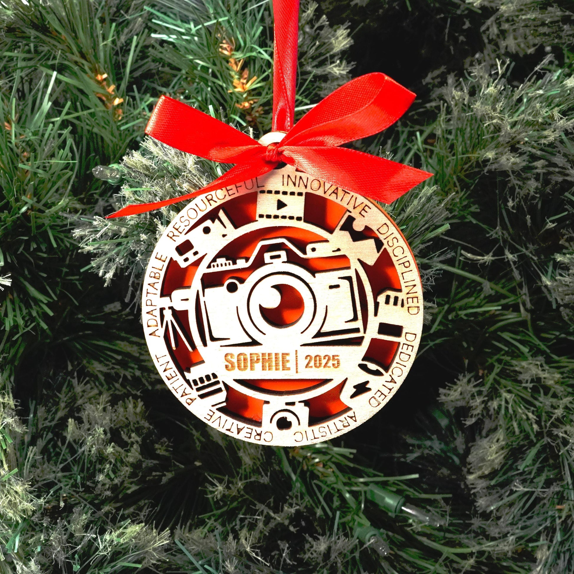 Personalized Photographer Christmas Ornament – Gift for Photographer, Videographer, Digital Creator, and Video Directors - Personalized Holiday Ornament