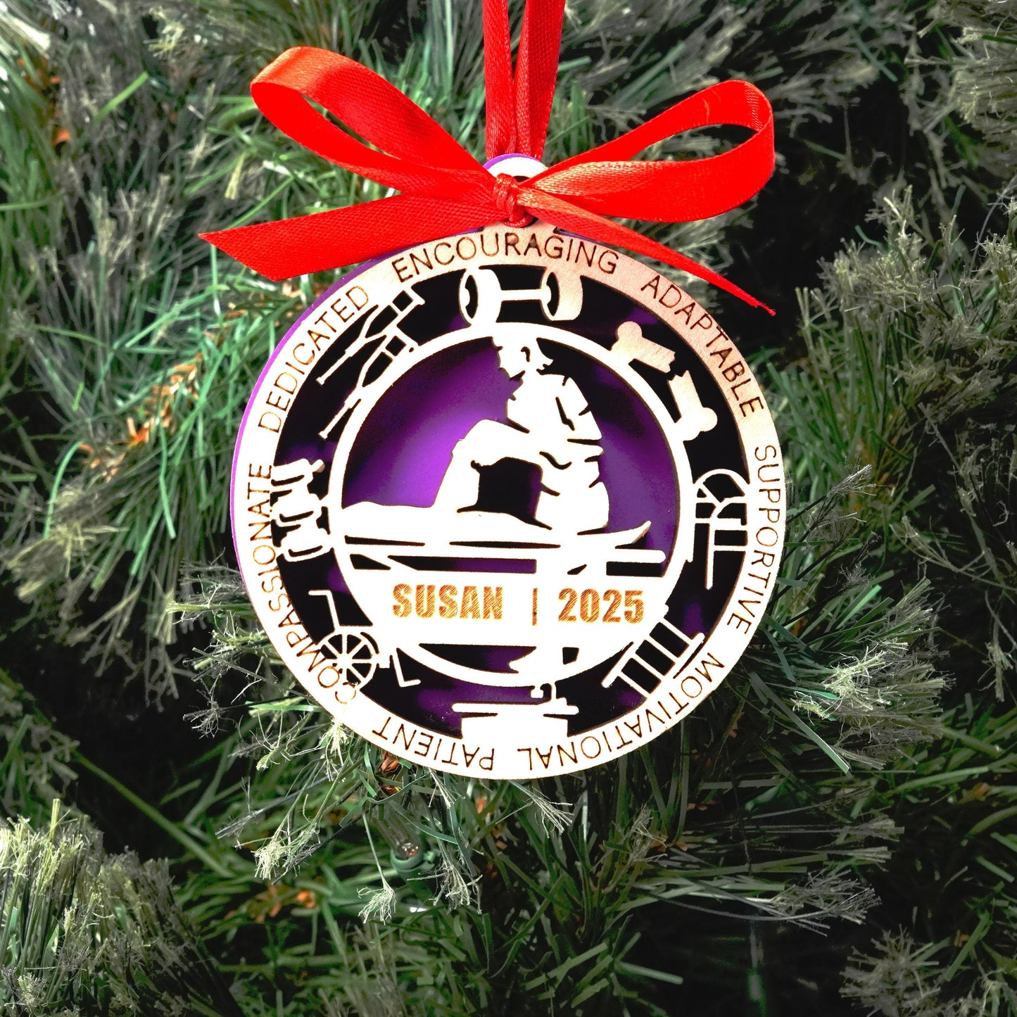 Personalized Physical Therapist Christmas Ornament – Gift for Female Physical Therapist or PTA, Rehab Specialist - Personalized Holiday Ornament