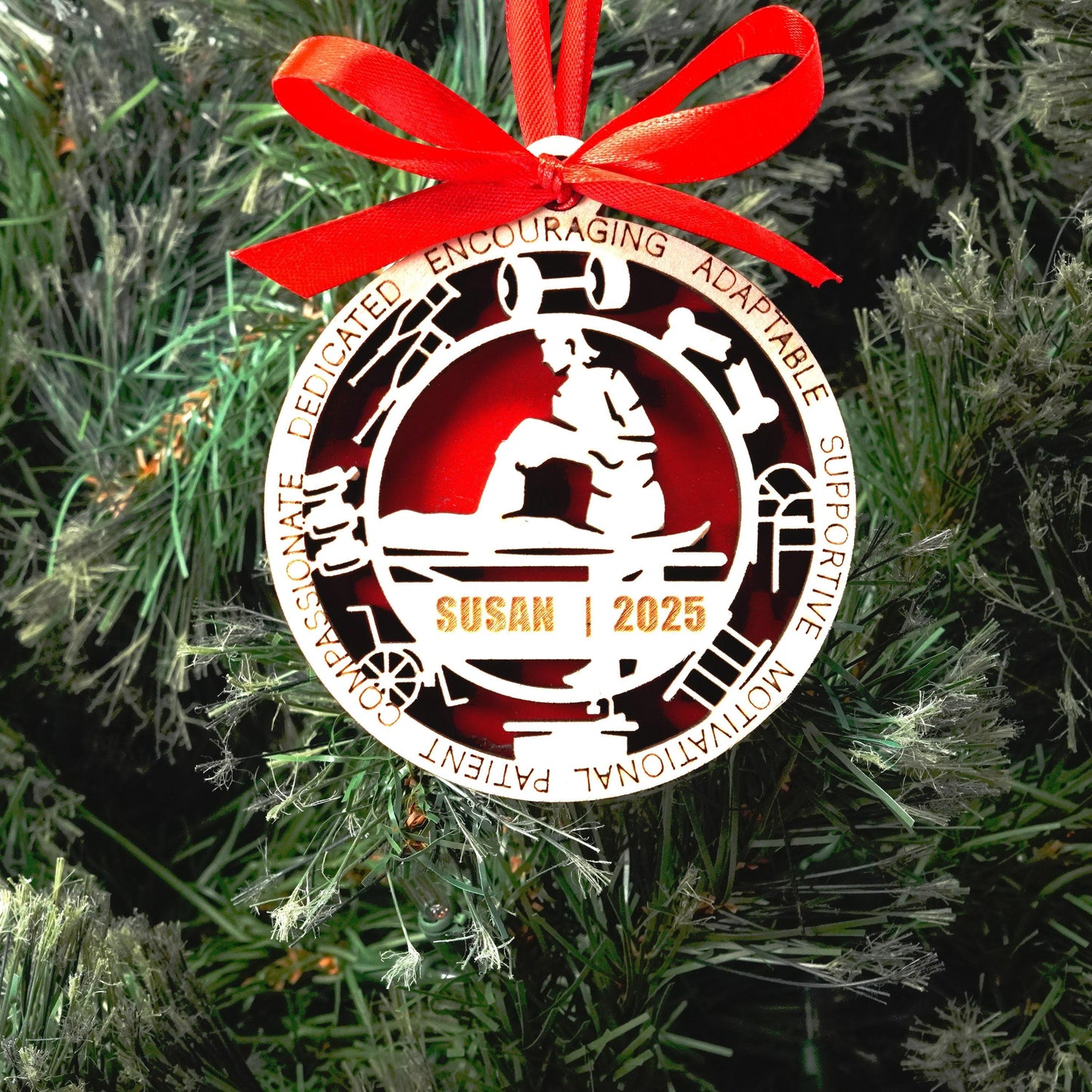 Personalized Physical Therapist Christmas Ornament – Gift for Female Physical Therapist or PTA, Rehab Specialist - Personalized Holiday Ornament