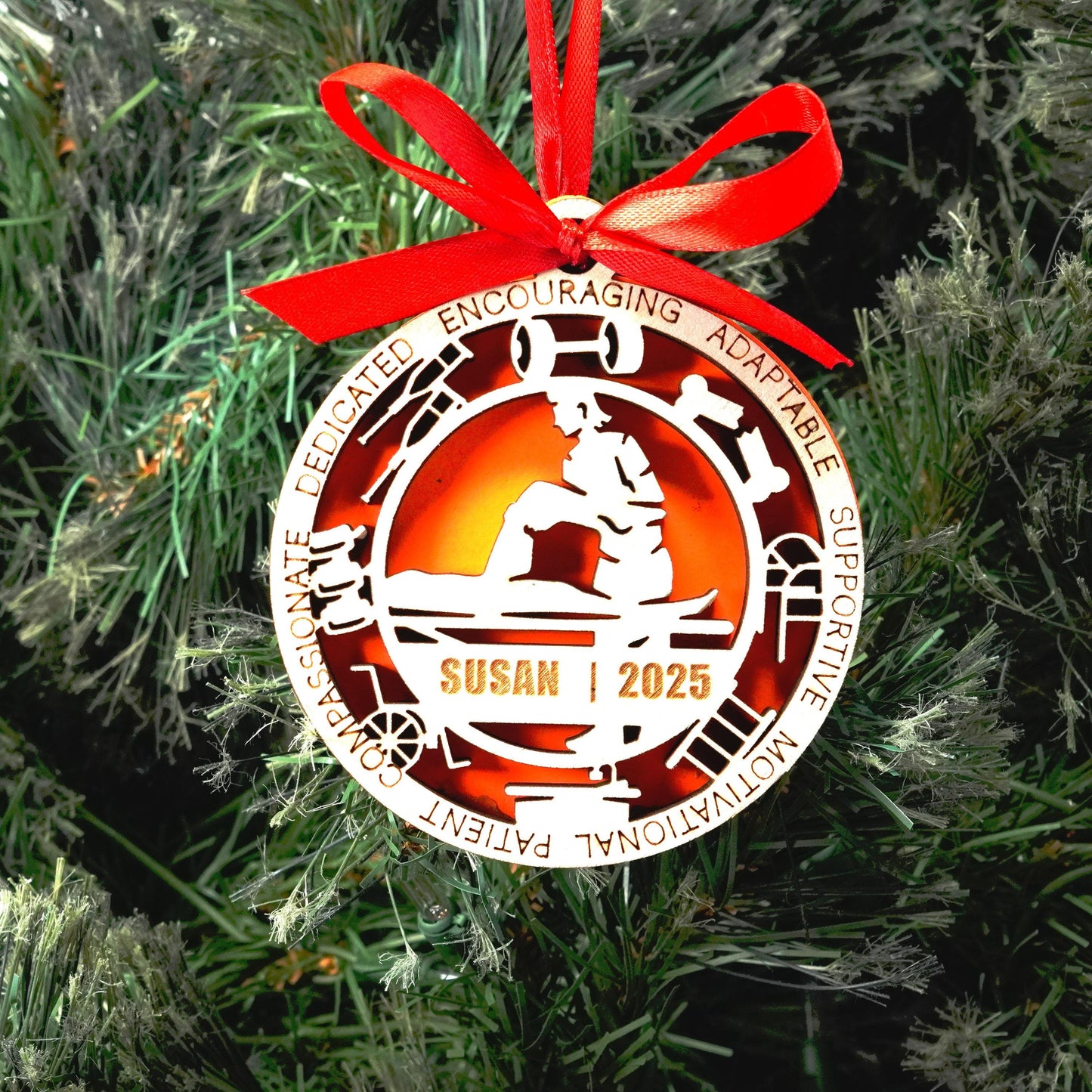 Personalized Physical Therapist Christmas Ornament – Gift for Female Physical Therapist or PTA, Rehab Specialist - Personalized Holiday Ornament