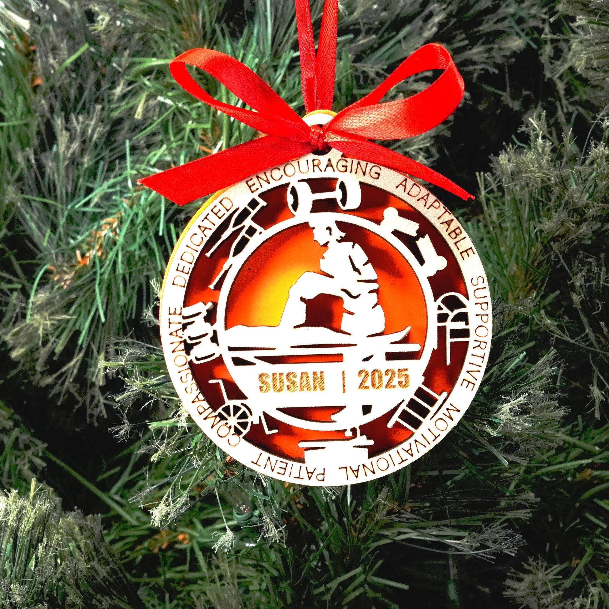 Personalized Physical Therapist Christmas Ornament – Gift for Female Physical Therapist or PTA, Rehab Specialist - Personalized Holiday Ornament