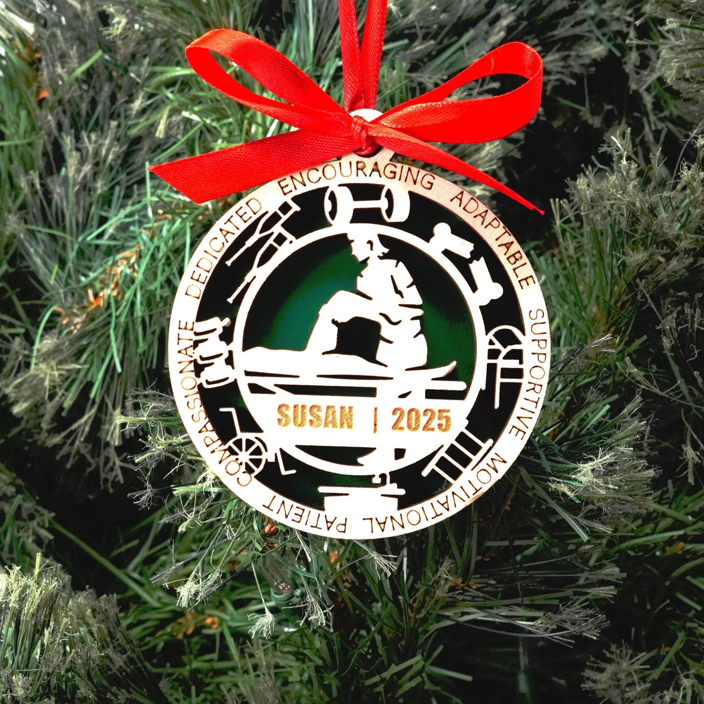 Personalized Physical Therapist Christmas Ornament – Gift for Female Physical Therapist or PTA, Rehab Specialist - Personalized Holiday Ornament