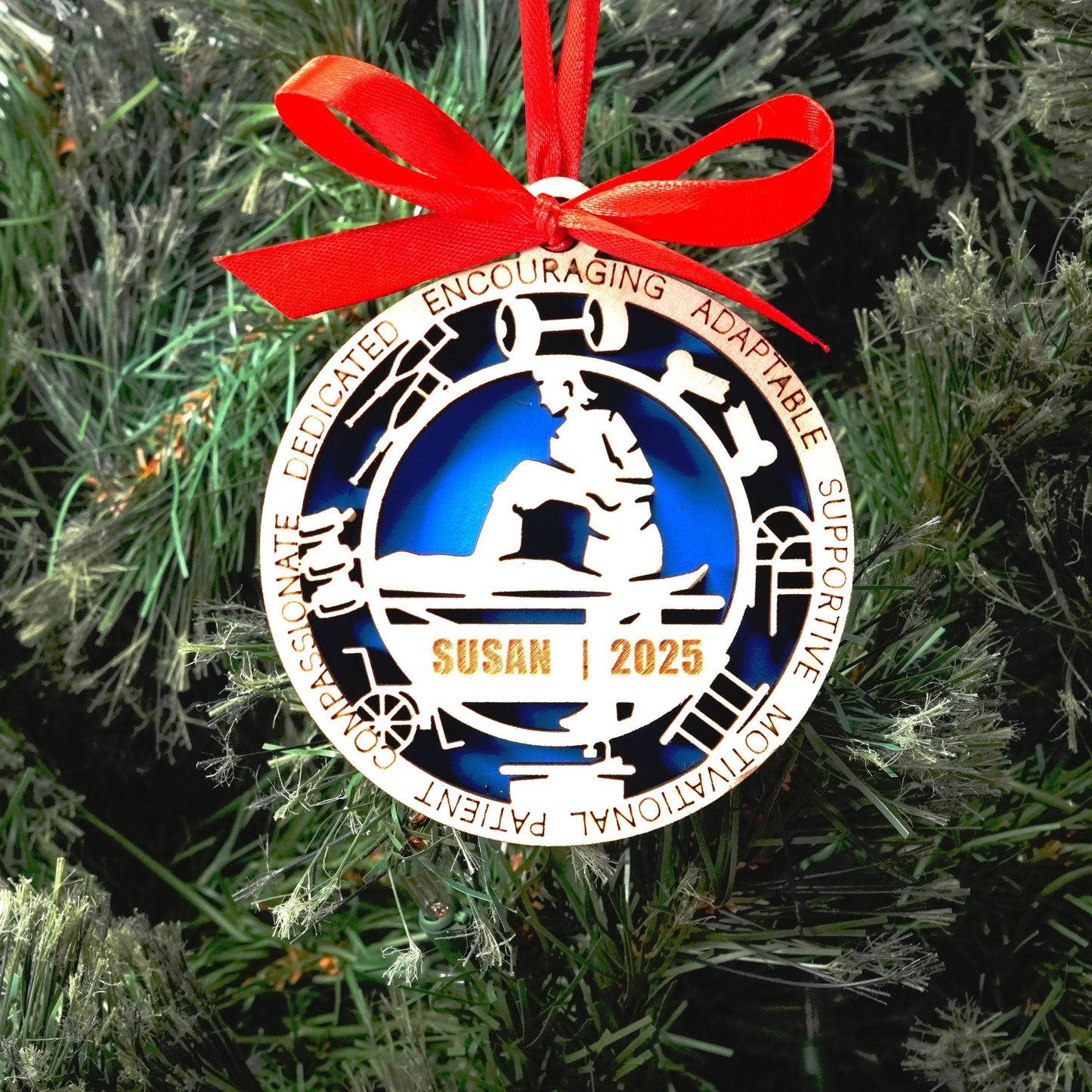 Personalized Physical Therapist Christmas Ornament – Gift for Female Physical Therapist or PTA, Rehab Specialist - Personalized Holiday Ornament