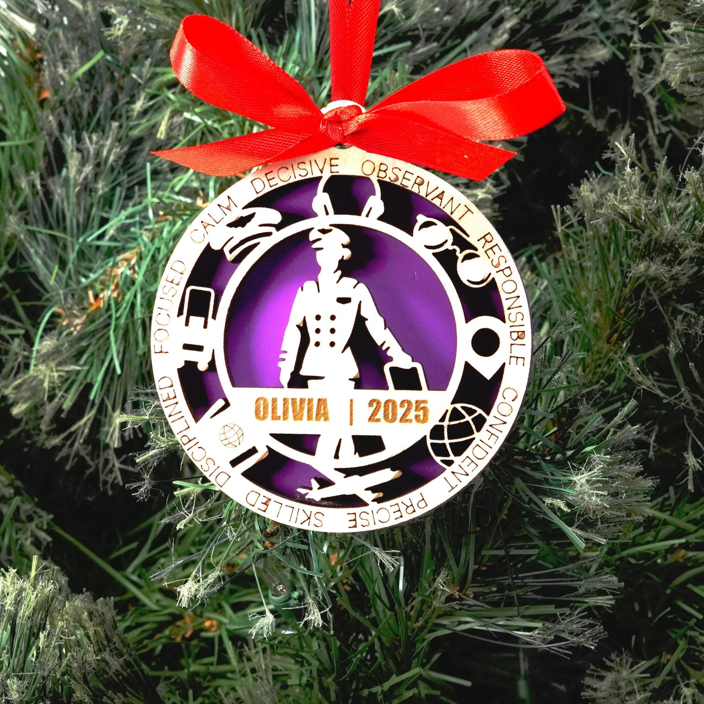 Personalized Pilot Christmas Ornament – Gift for Female Pilot or Flight Crew, Aviation Lover - Personalized Holiday Ornament