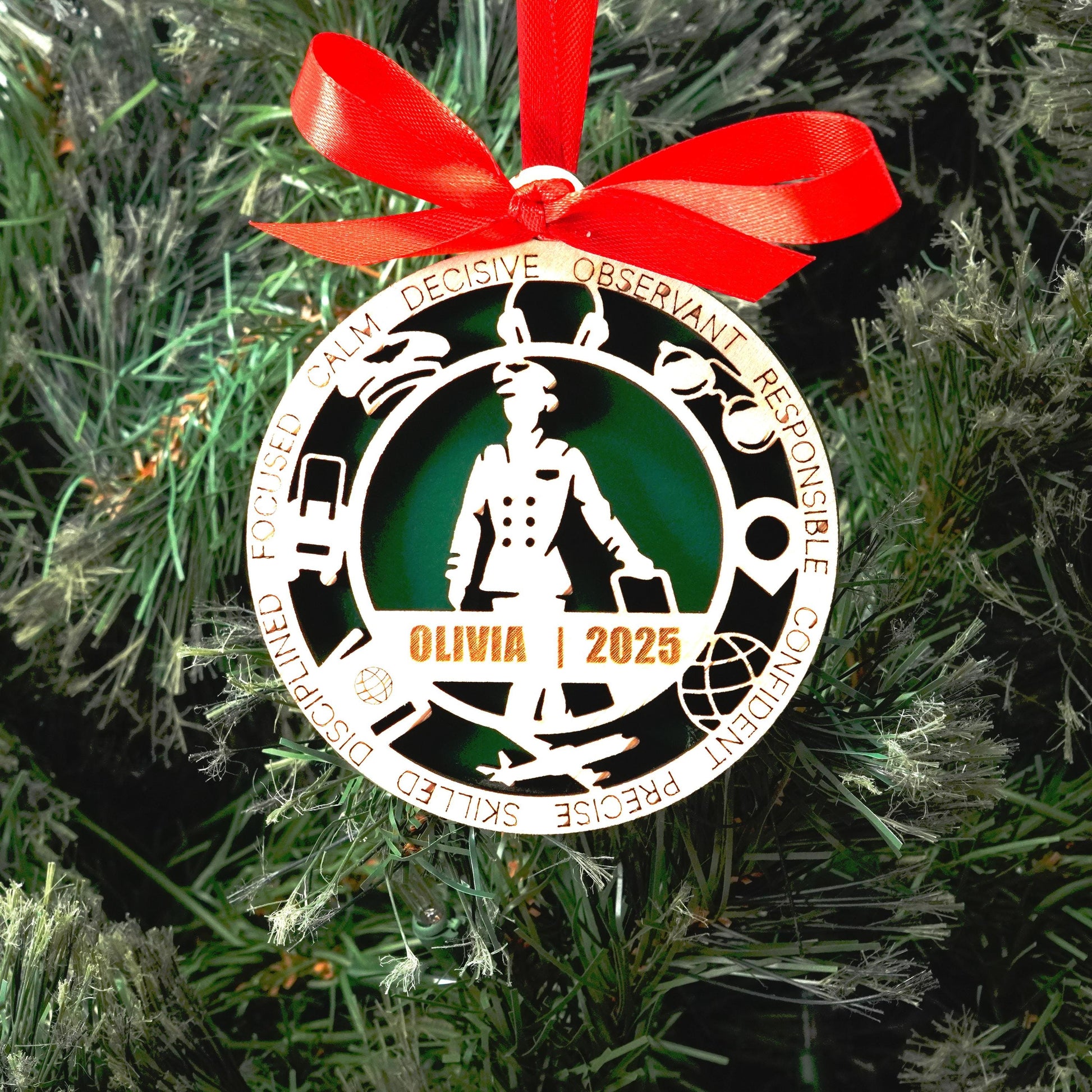 Personalized Pilot Christmas Ornament – Gift for Female Pilot or Flight Crew, Aviation Lover - Personalized Holiday Ornament