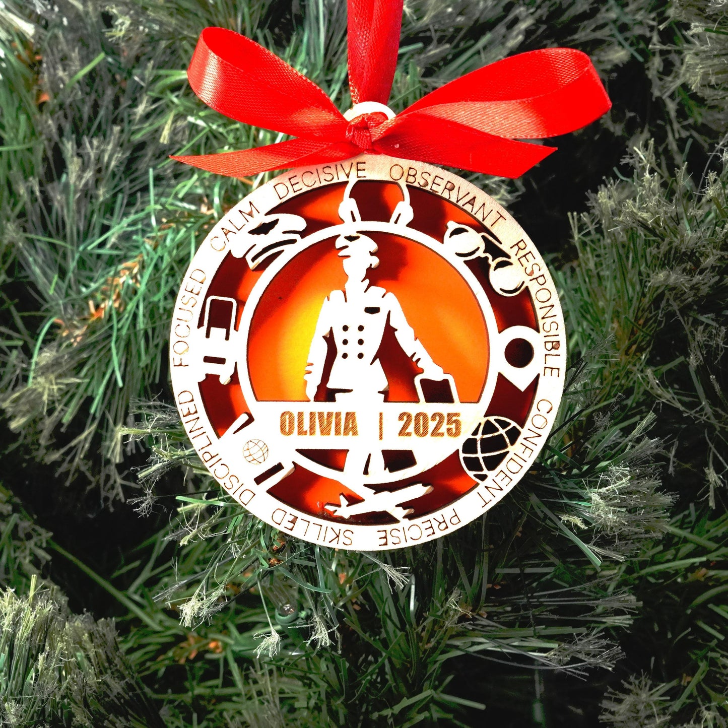 Personalized Pilot Christmas Ornament – Gift for Female Pilot or Flight Crew, Aviation Lover - Personalized Holiday Ornament