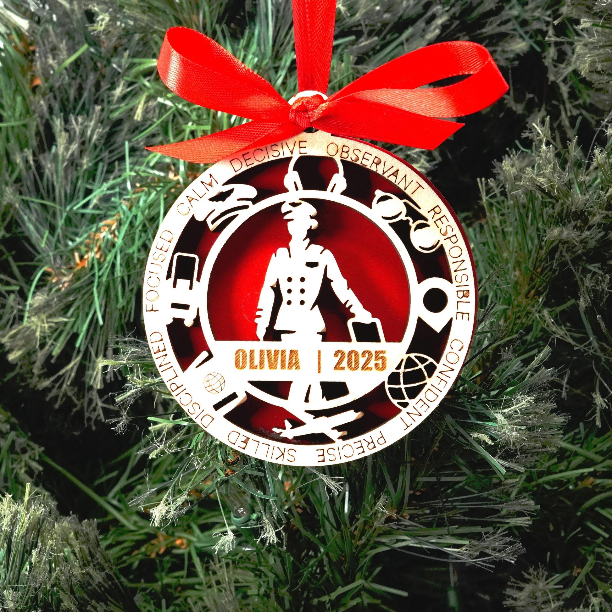 Personalized Pilot Christmas Ornament – Gift for Female Pilot or Flight Crew, Aviation Lover - Personalized Holiday Ornament