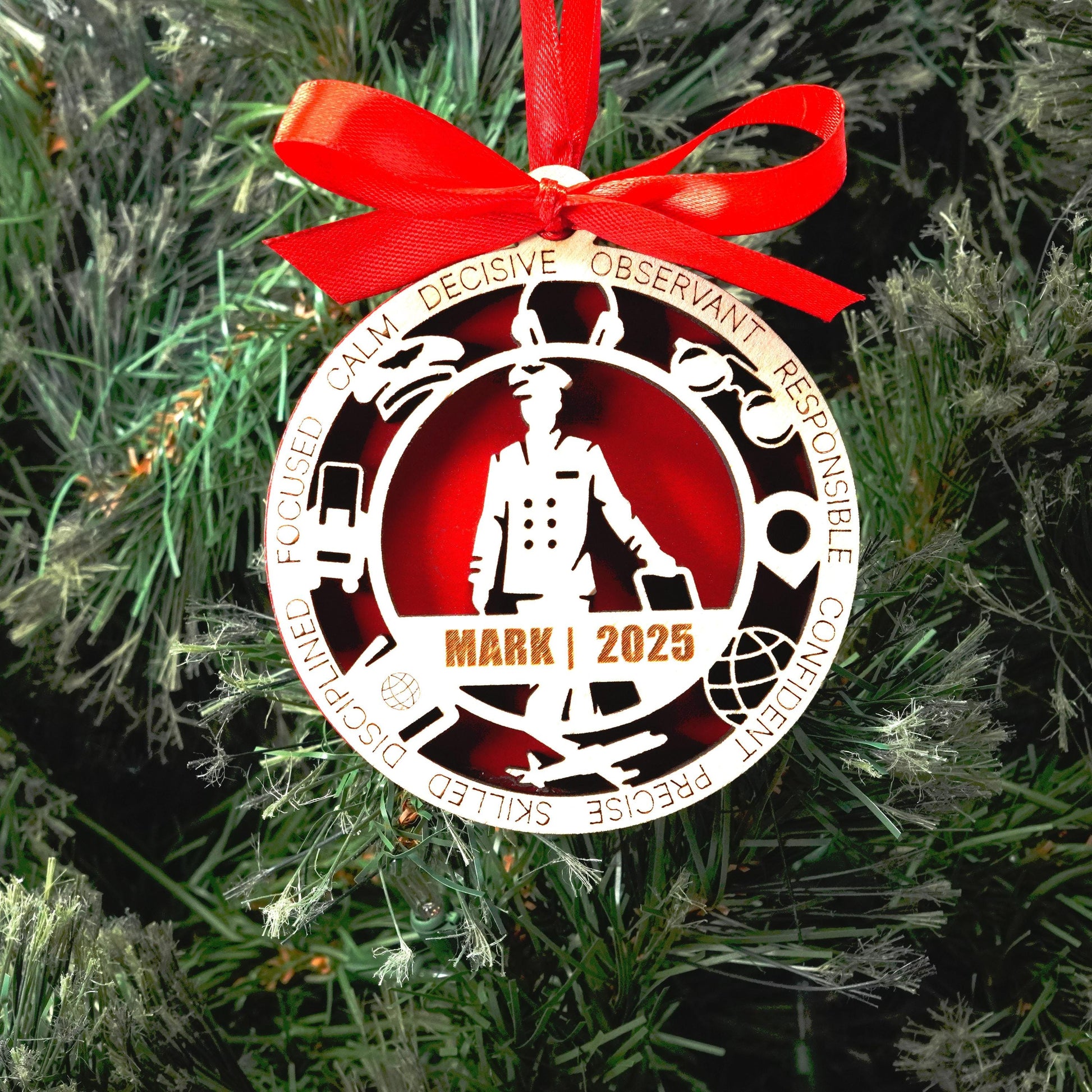 Personalized Pilot Christmas Ornament – Gift for Male Pilot or Flight Crew, Aviation Lover - Personalized Holiday Ornament