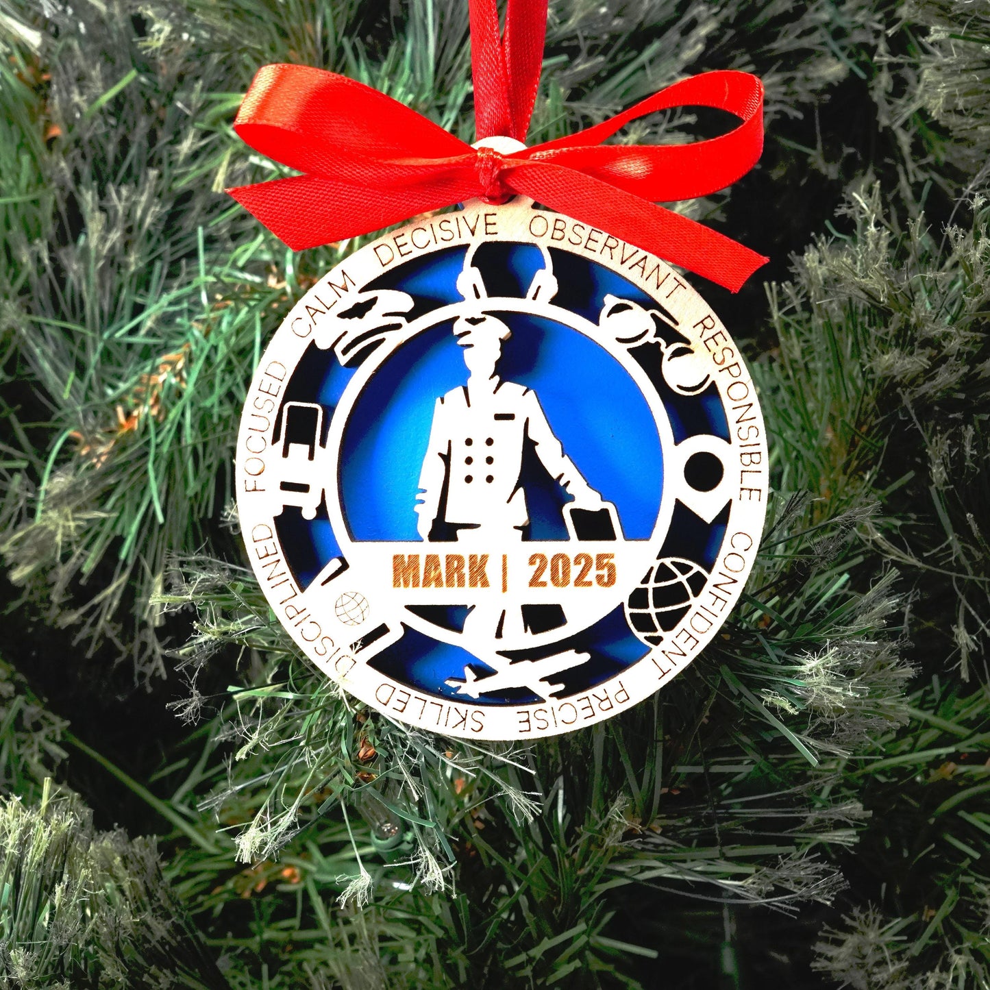 Personalized Pilot Christmas Ornament – Gift for Male Pilot or Flight Crew, Aviation Lover - Personalized Holiday Ornament