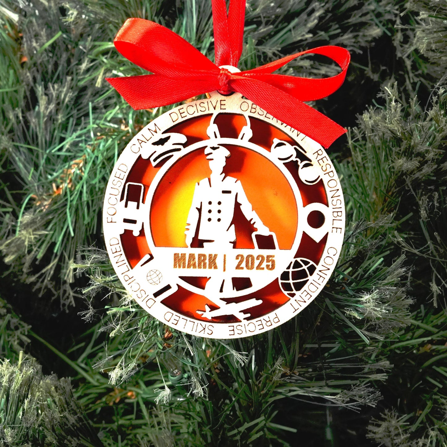 Personalized Pilot Christmas Ornament – Gift for Male Pilot or Flight Crew, Aviation Lover - Personalized Holiday Ornament