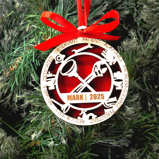 Personalized Plumber Christmas Ornament – Gift for Plumber, Pipefitter, Maintenance Tech - Personalized Holiday Ornament