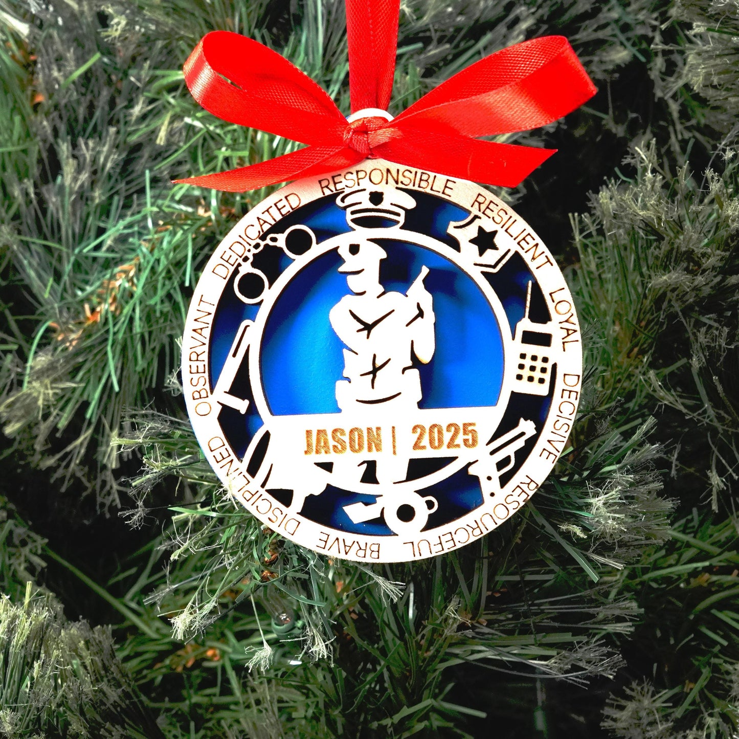 Personalized Police Officer Christmas Ornament – Gift for Male Police Officer or Deputy, Dispatcher - Personalized Holiday Ornament