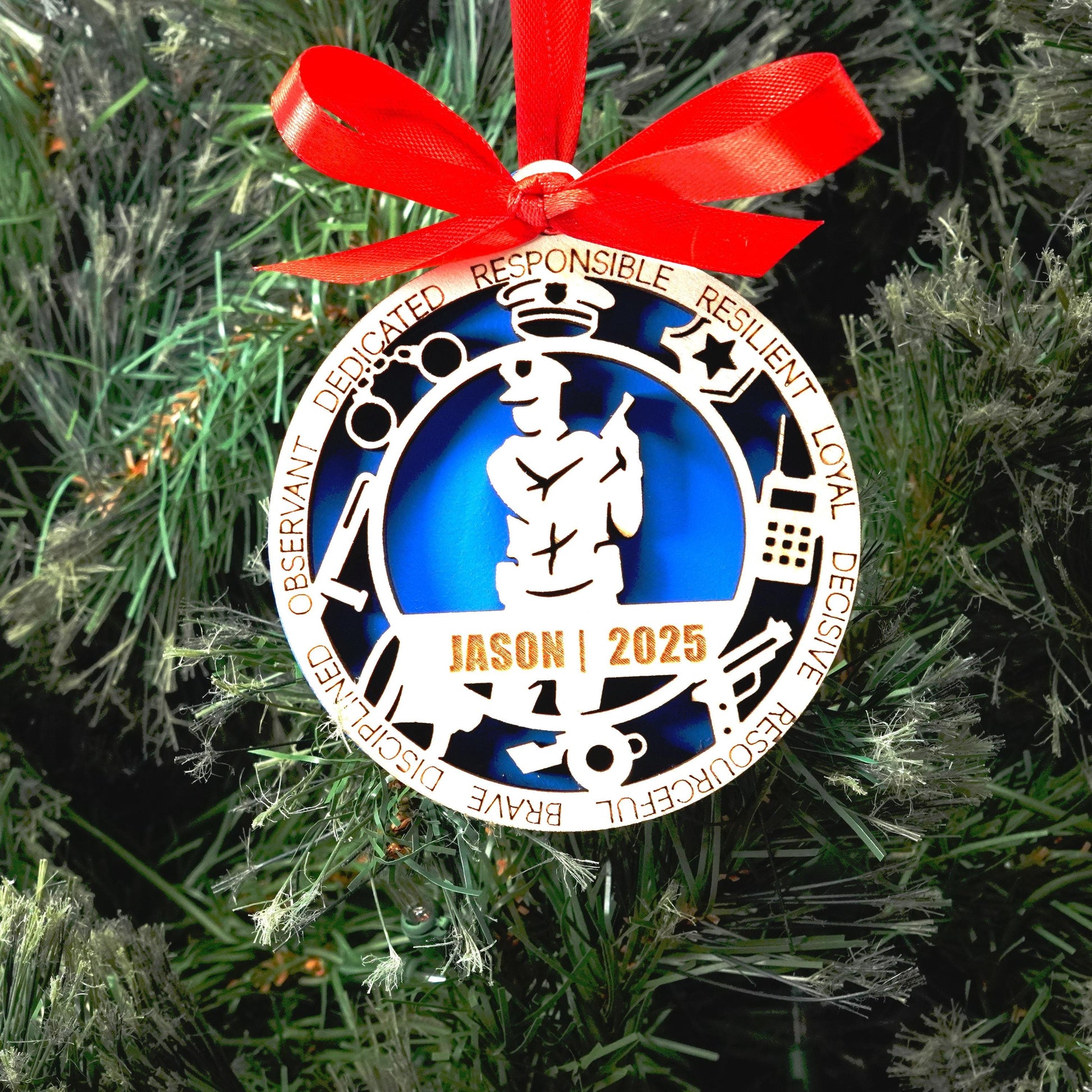 Personalized Police Officer Christmas Ornament – Gift for Male Police Officer or Deputy, Dispatcher - Personalized Holiday Ornament