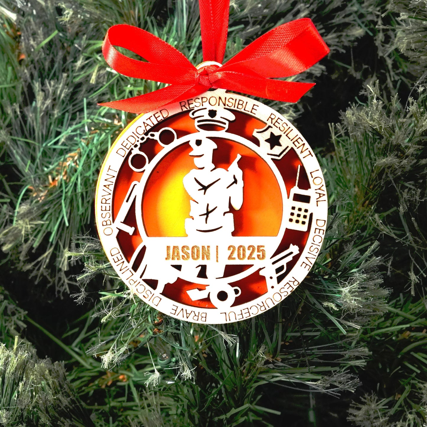Personalized Police Officer Christmas Ornament – Gift for Male Police Officer or Deputy, Dispatcher - Personalized Holiday Ornament