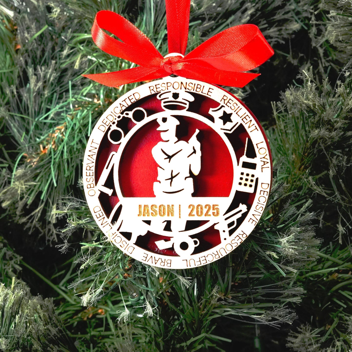Personalized Police Officer Christmas Ornament – Gift for Male Police Officer or Deputy, Dispatcher - Personalized Holiday Ornament