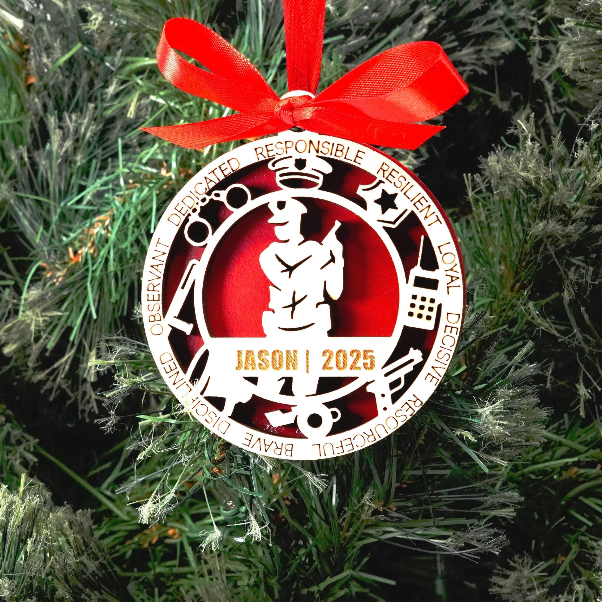 Personalized Police Officer Christmas Ornament – Gift for Male Police Officer or Deputy, Dispatcher - Personalized Holiday Ornament