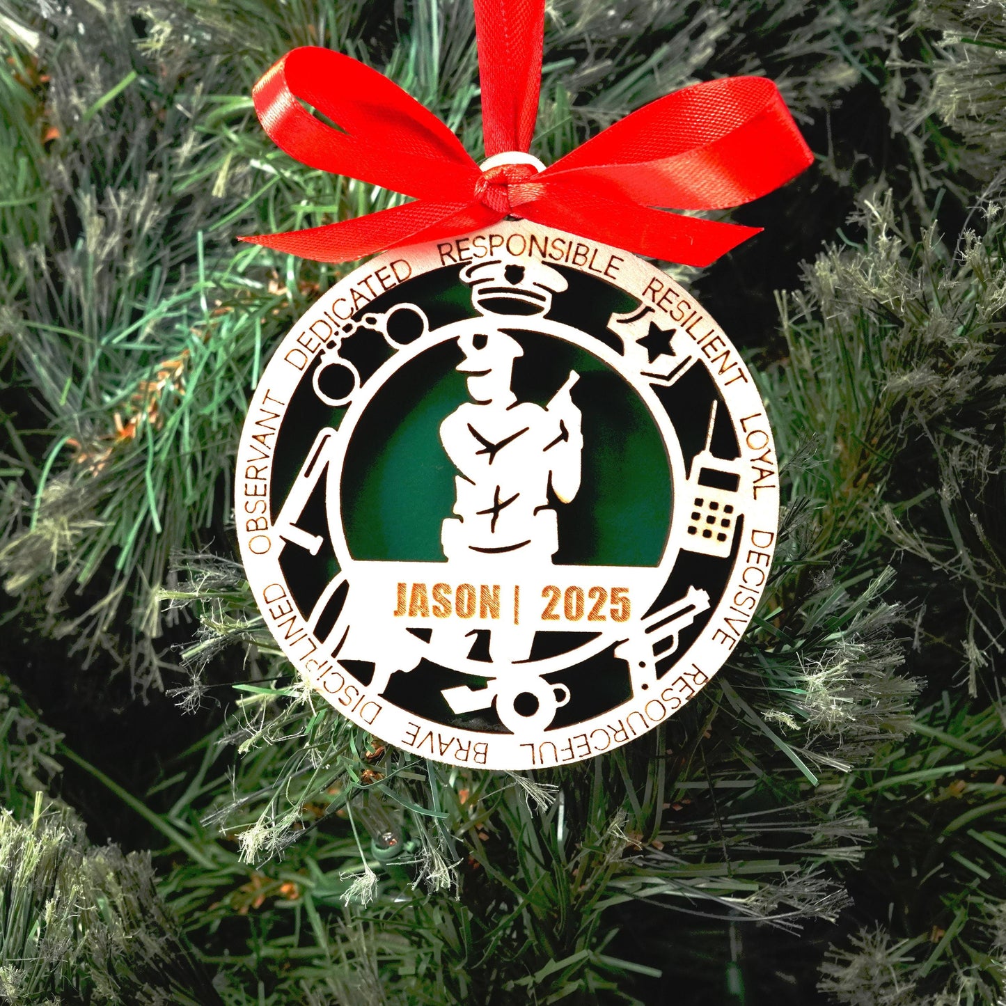 Personalized Police Officer Christmas Ornament – Gift for Male Police Officer or Deputy, Dispatcher - Personalized Holiday Ornament