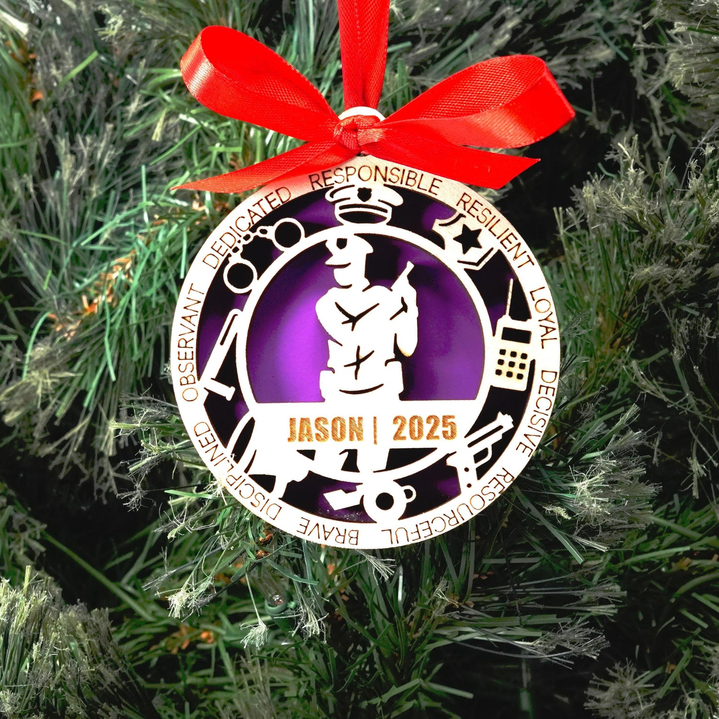 Personalized Police Officer Christmas Ornament – Gift for Male Police Officer or Deputy, Dispatcher - Personalized Holiday Ornament