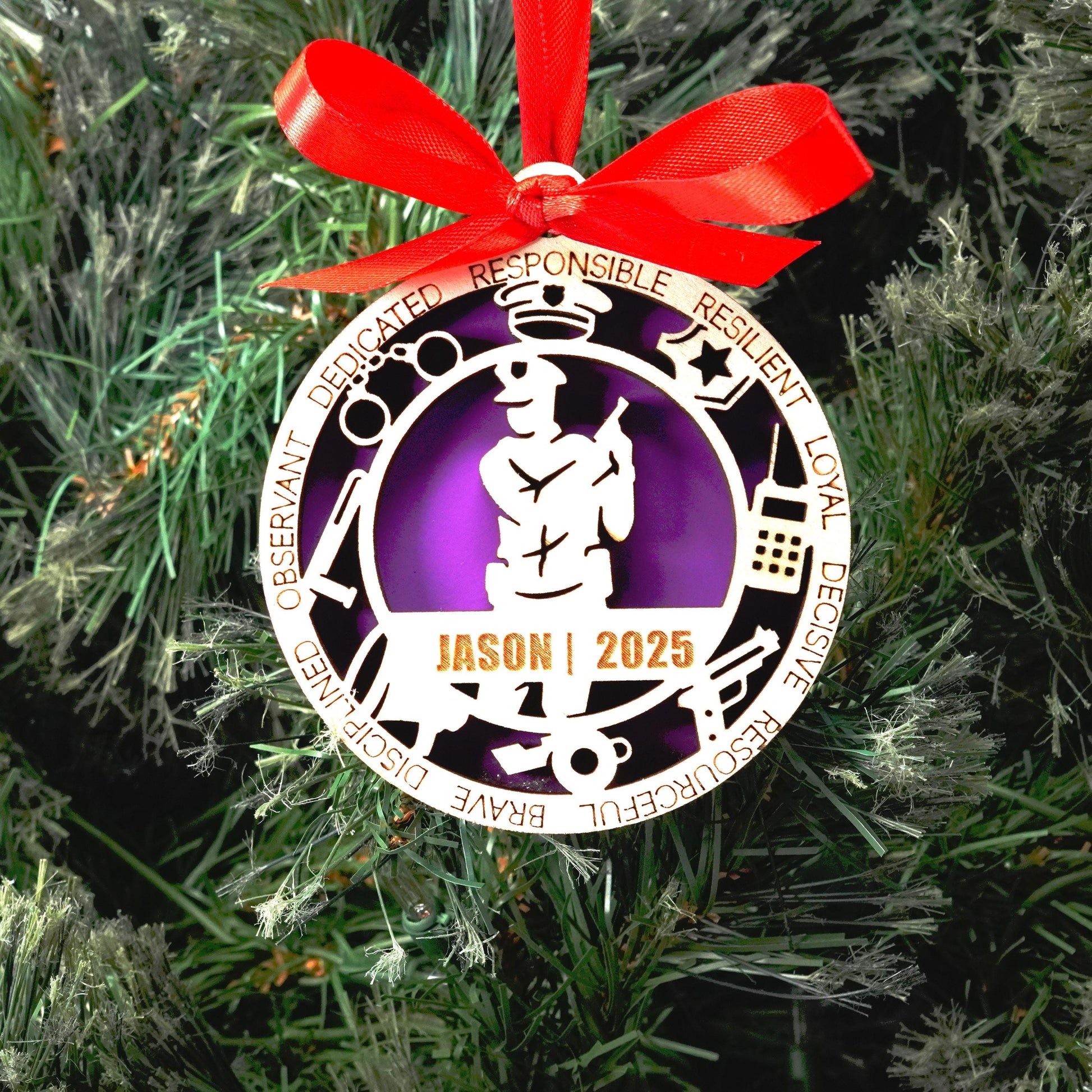 Personalized Police Officer Christmas Ornament – Gift for Male Police Officer or Deputy, Dispatcher - Personalized Holiday Ornament