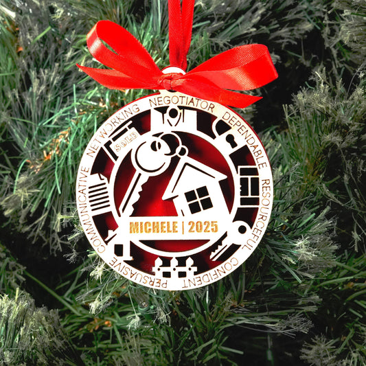 Personalized Real Estate Agent Christmas Ornament – Gift for Real Estate Agent, Realtor, Broker, Real Estate Agent Gift - Personalized Holiday Ornament
