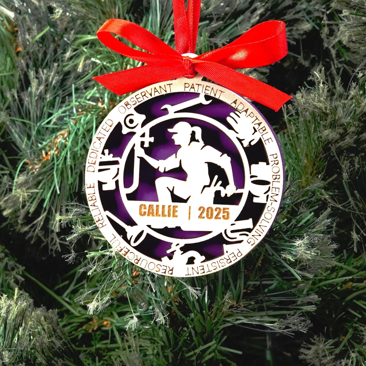 Personalized Plumber Christmas Ornament – Gift for Female Plumber or Pipefitter, Maintenance Tech - Personalized Holiday Ornament