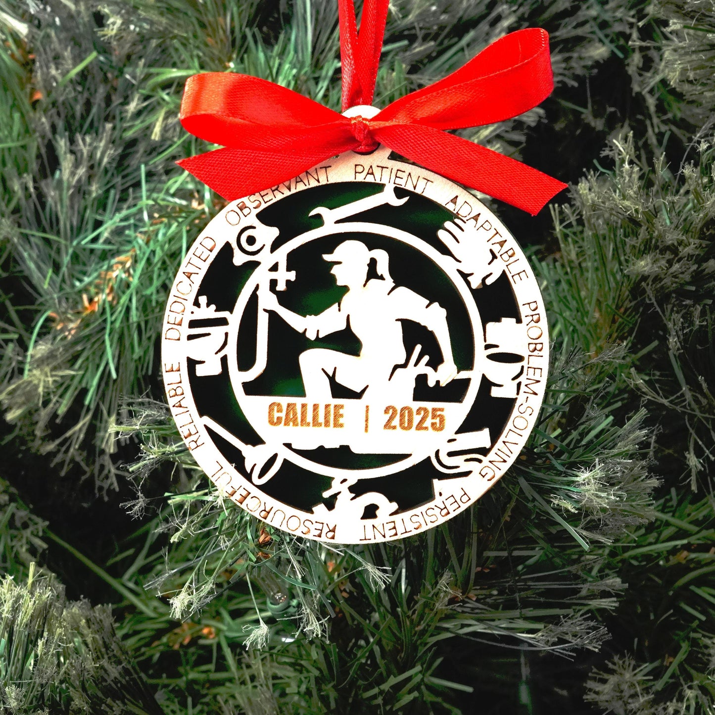 Personalized Plumber Christmas Ornament – Gift for Female Plumber or Pipefitter, Maintenance Tech - Personalized Holiday Ornament