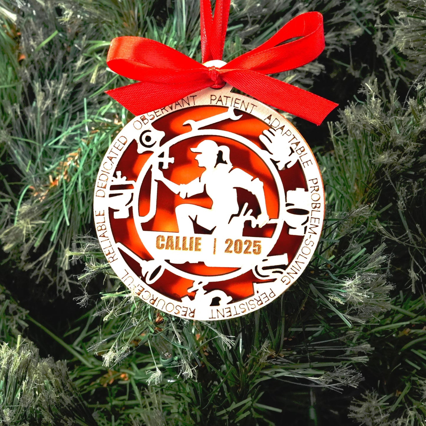 Personalized Plumber Christmas Ornament – Gift for Female Plumber or Pipefitter, Maintenance Tech - Personalized Holiday Ornament
