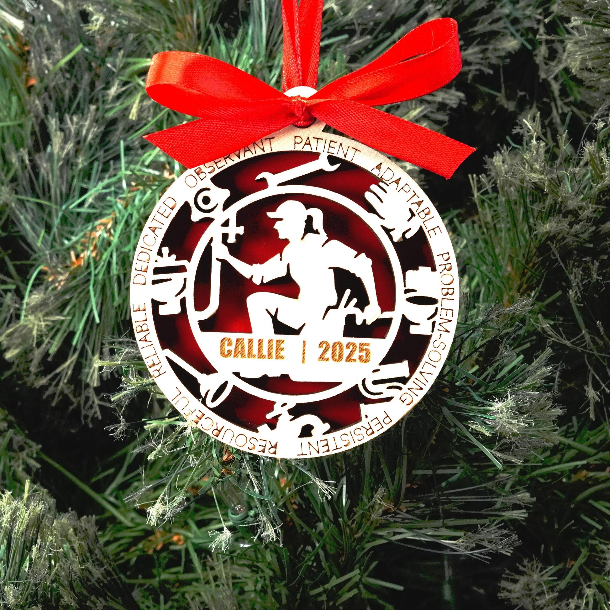 Personalized Plumber Christmas Ornament – Gift for Female Plumber or Pipefitter, Maintenance Tech - Personalized Holiday Ornament