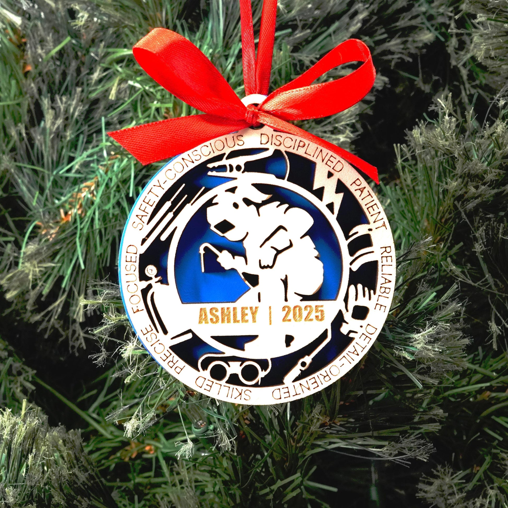 Personalized Welder Christmas Ornament – Gift for Female Welder or Metalworker, Fabricator, Welding Student, Underwater Welder Gift - Personalized Holiday Ornament