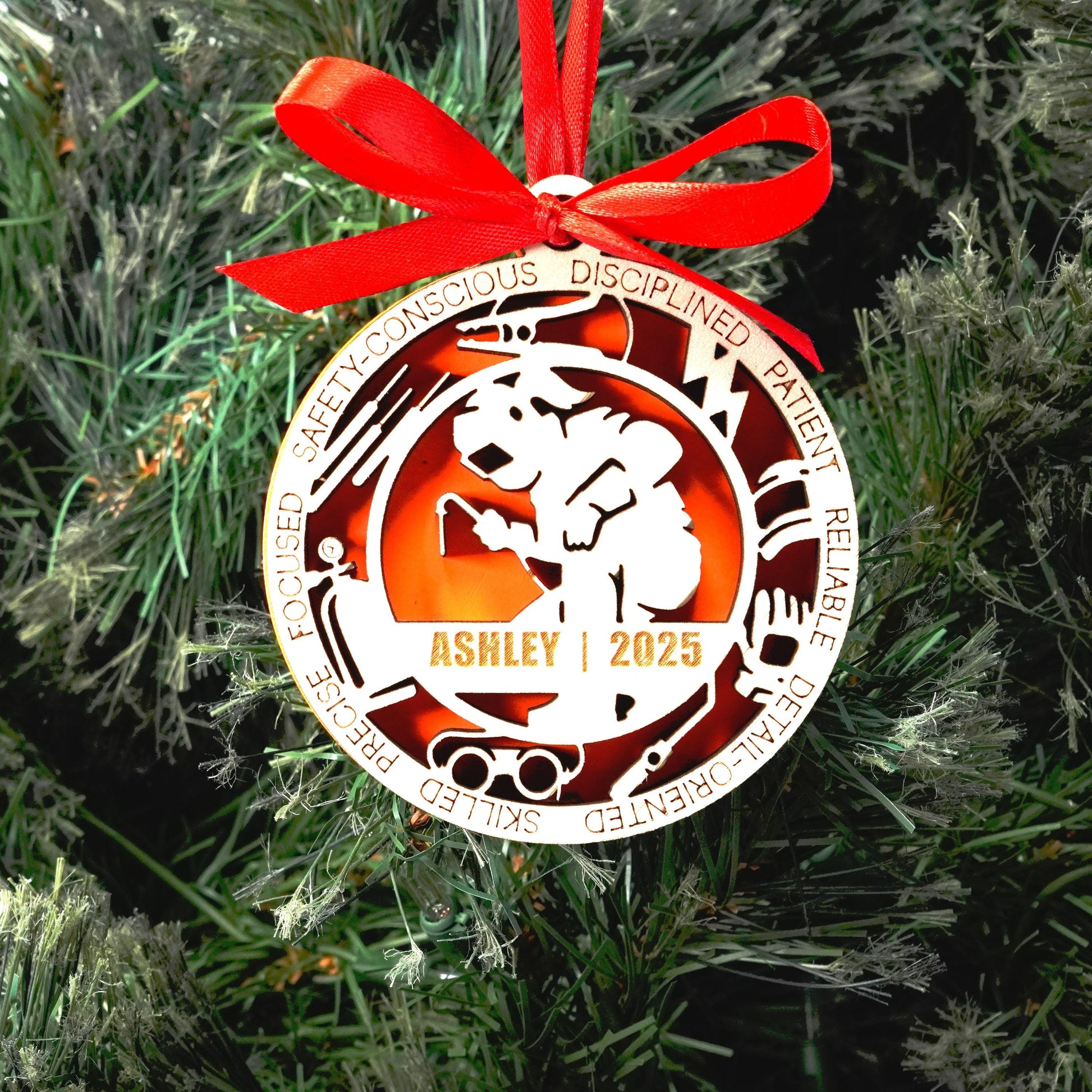 Personalized Welder Christmas Ornament – Gift for Female Welder or Metalworker, Fabricator, Welding Student, Underwater Welder Gift - Personalized Holiday Ornament