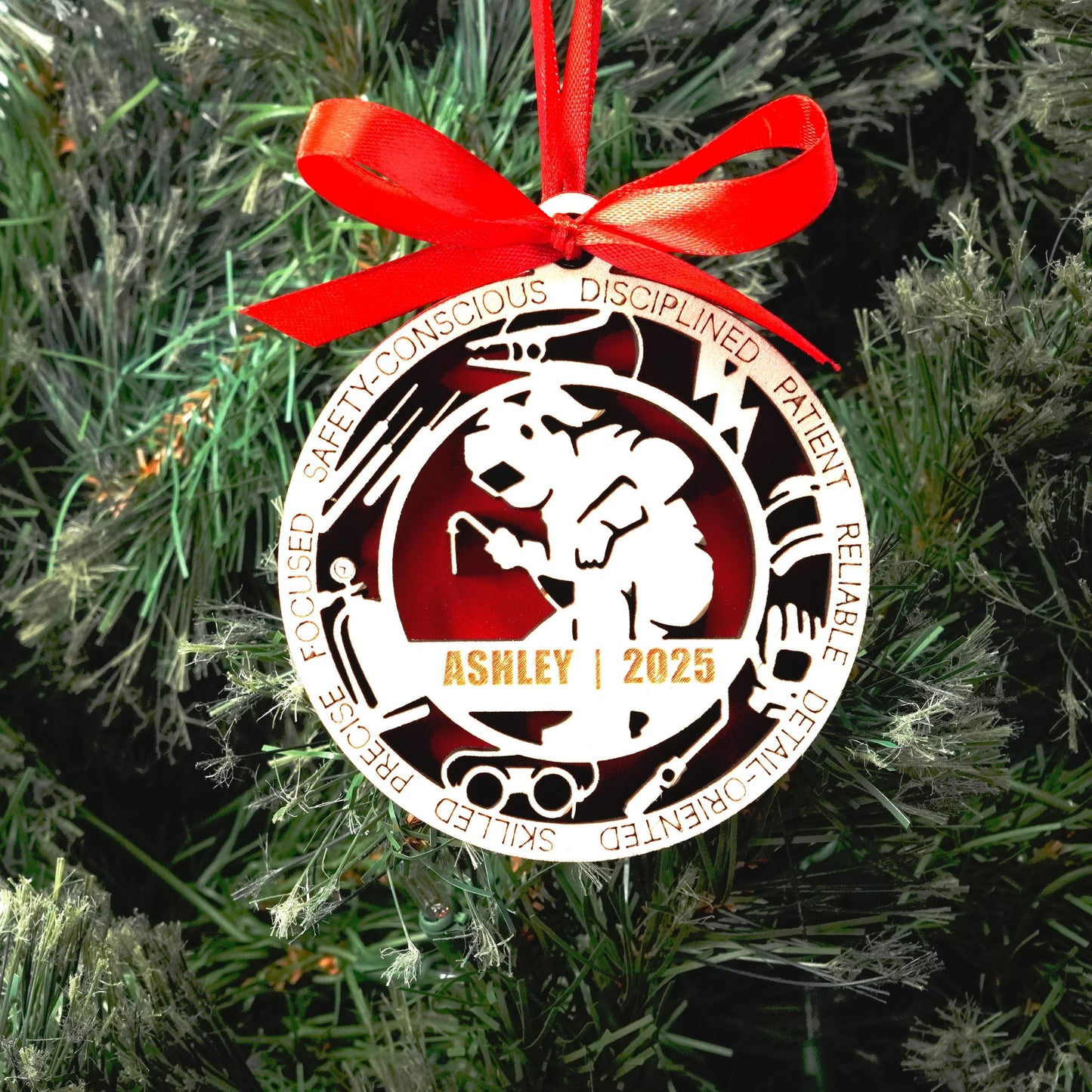 Personalized Welder Christmas Ornament – Gift for Female Welder or Metalworker, Fabricator, Welding Student, Underwater Welder Gift - Personalized Holiday Ornament