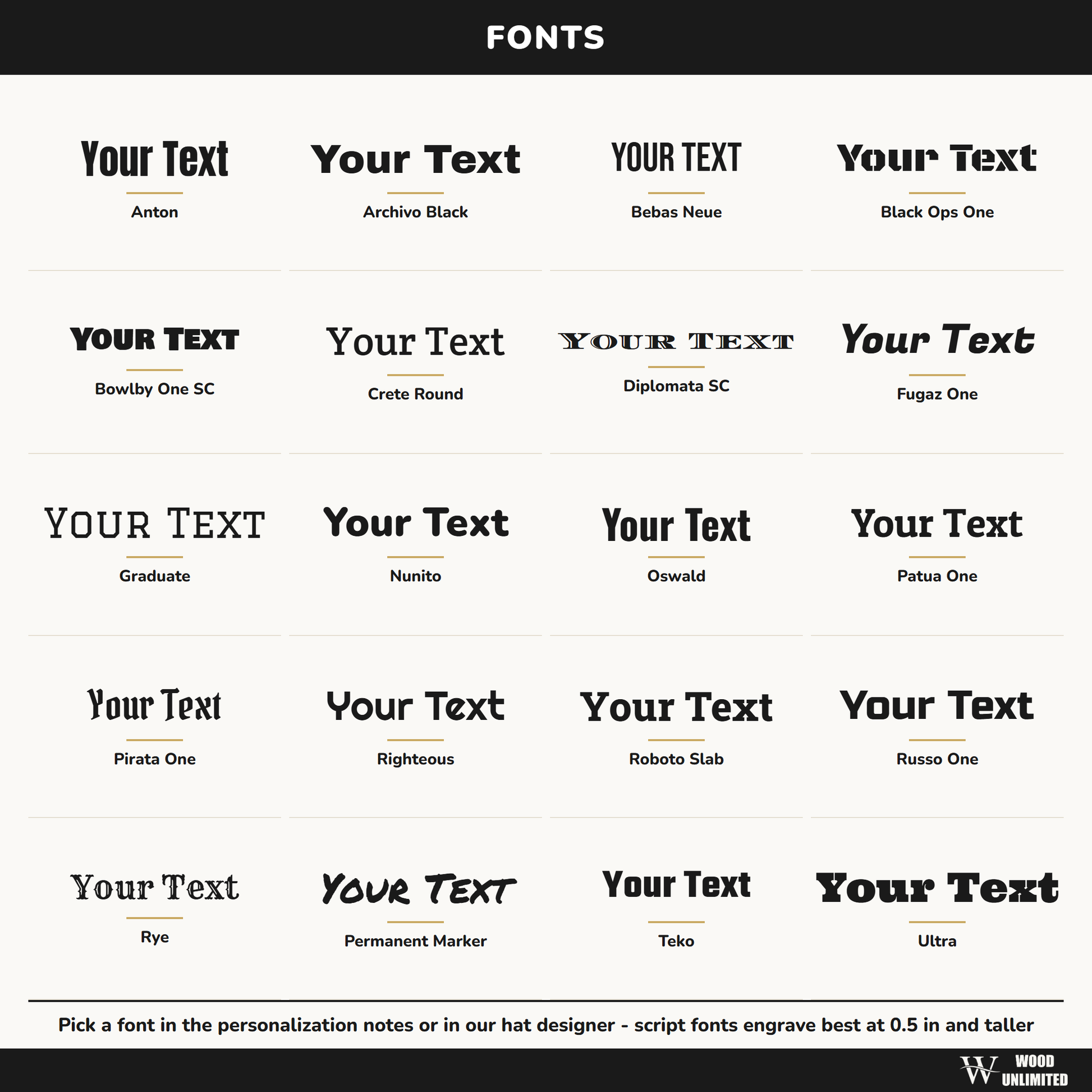 football design fonts used for team name and coach name