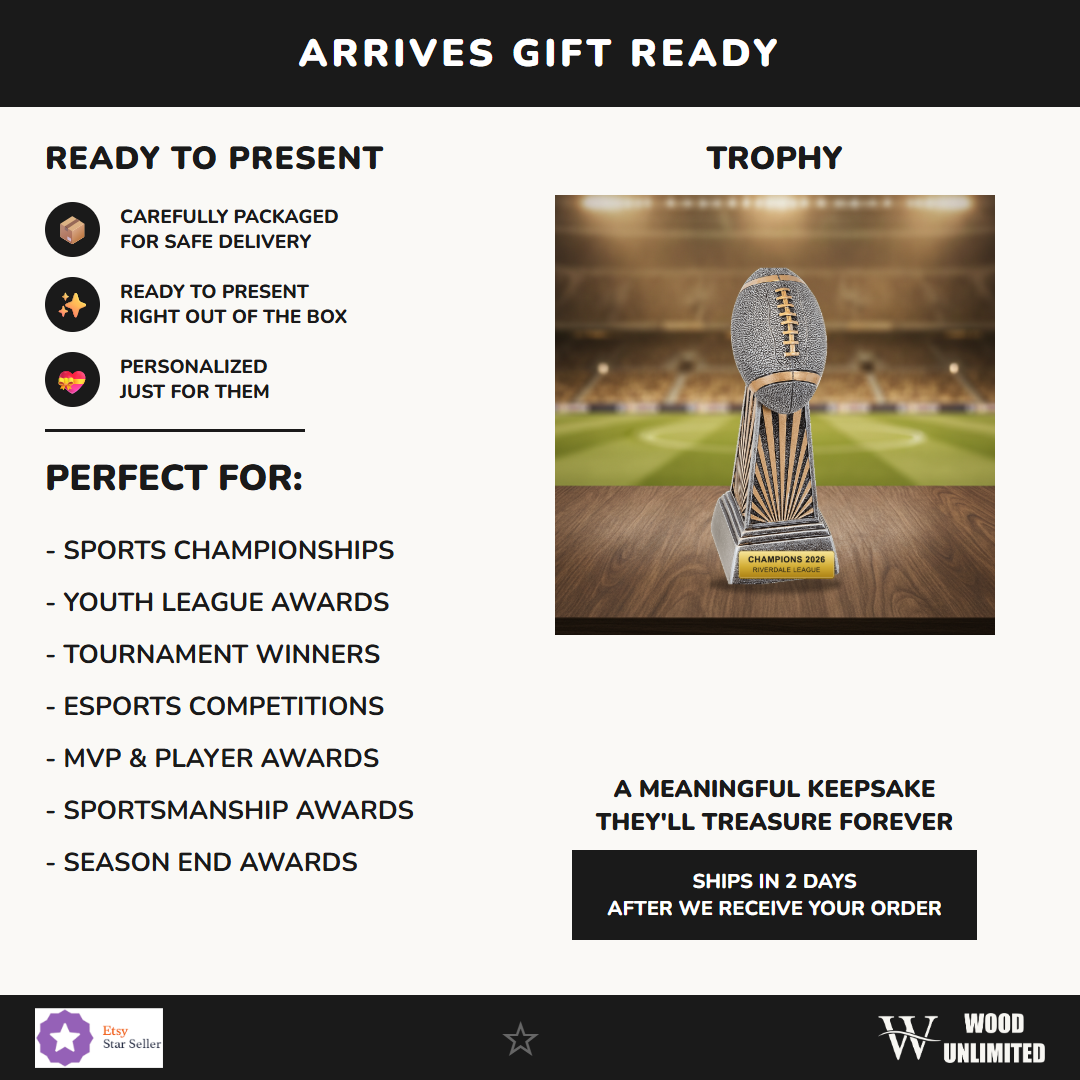 Gift-ready personalized Football Imperial Resin Award resin award, perfect for ceremonies, retirements, and corporate recognition