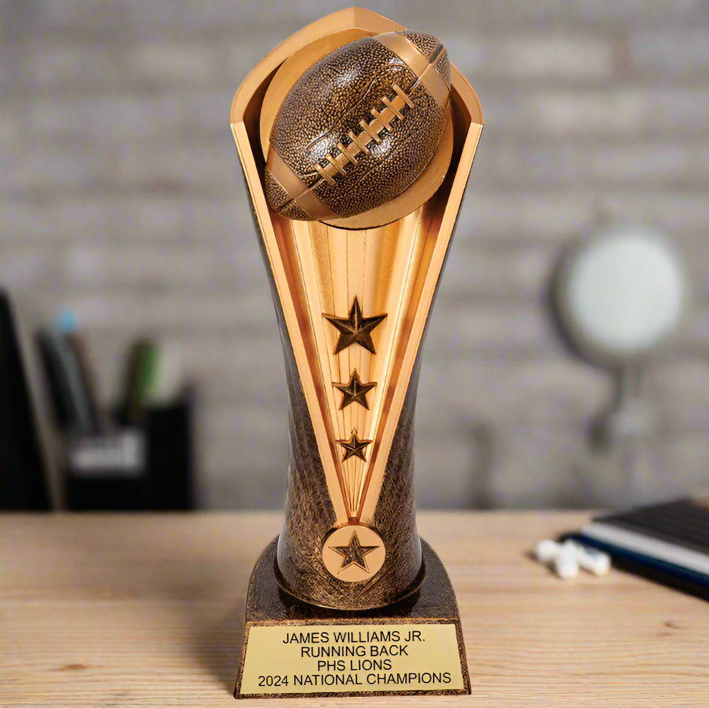 Football award trophy for players and coaches, personalized