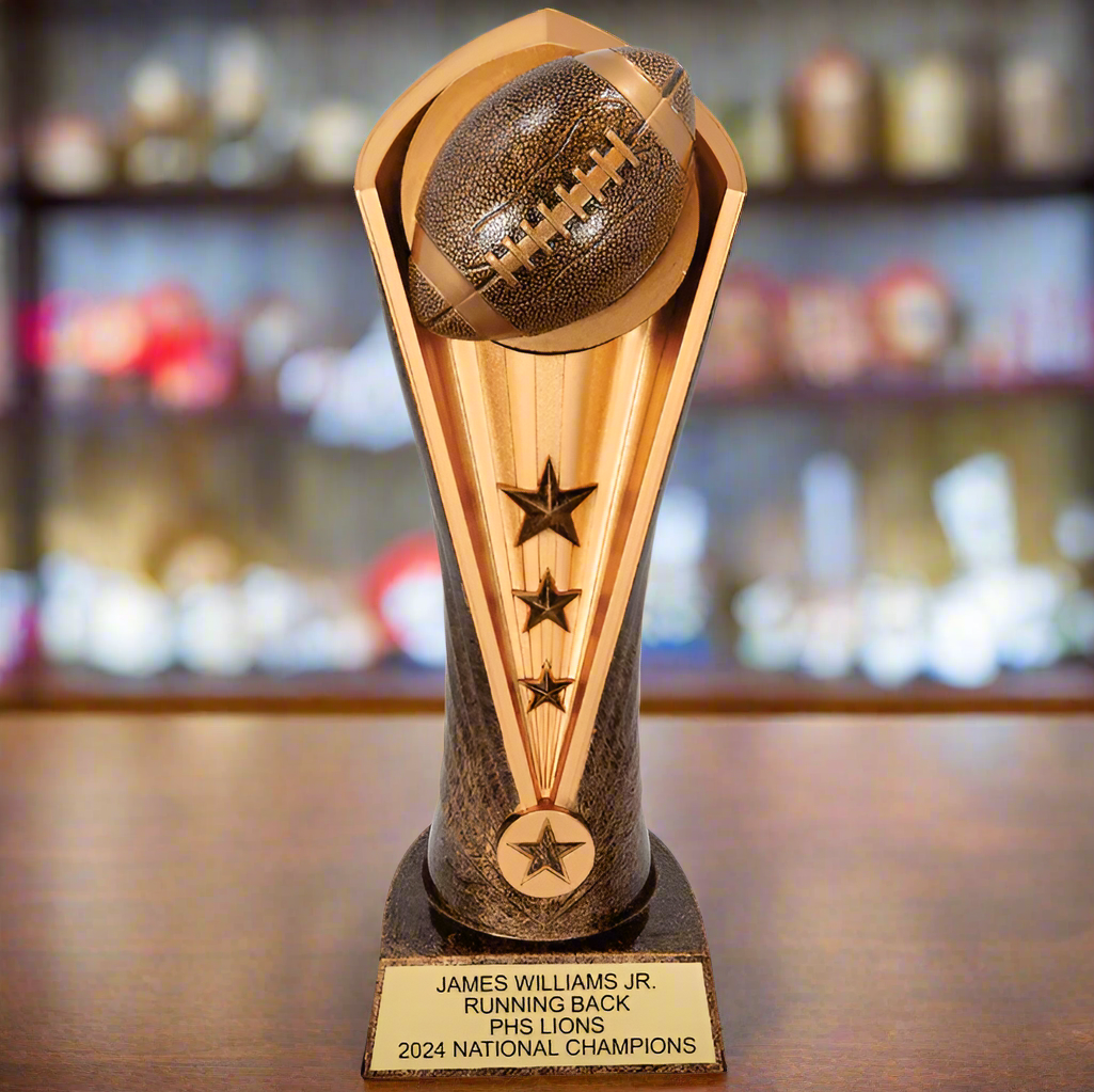 Football award trophy for players and coaches, personalized