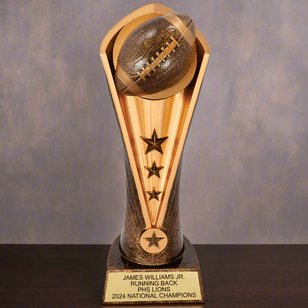 Football award trophy for players and coaches, personalized