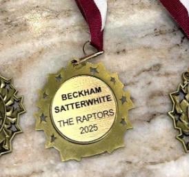 Set of golf medal awards with colored neck ribbons for competitions, tournaments, and championship events