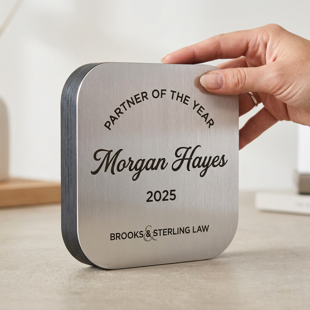 Custom Employee Recognition Award Plaque, Personalized Corporate Trophy, Laser Engraved Business Awa - lifestyle photo